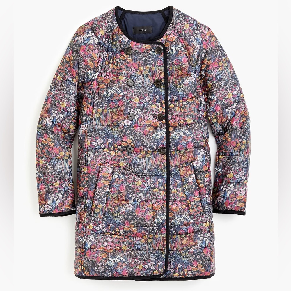 J.CREW Reversible Puffer Jacket in Liberty Floral Eco-Friendly Primaloft